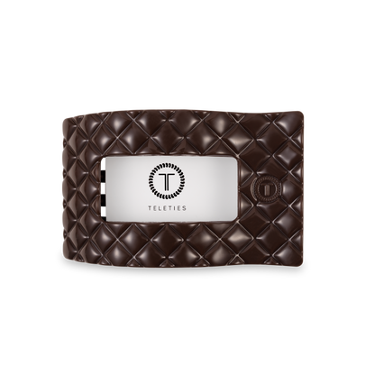 TELETIES - Flat Rectangle Hair Clip | Medium | Truly Taupe Quilted