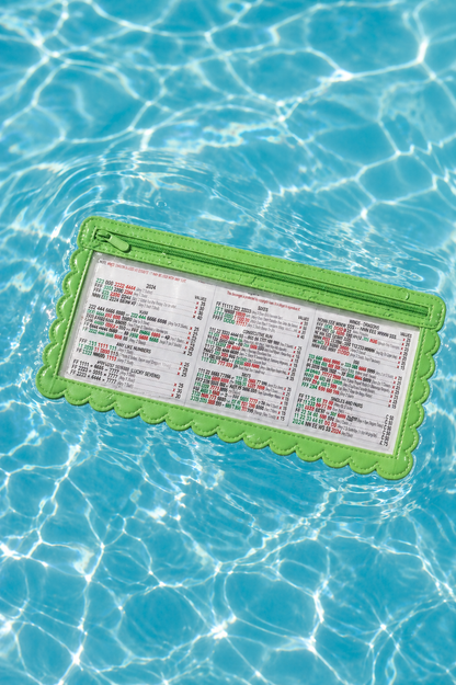 Girl Tribe Co - Splash-Proof Mahjong Card Holder for Pool Mahjong - Green Scallops STANDARD SIZE