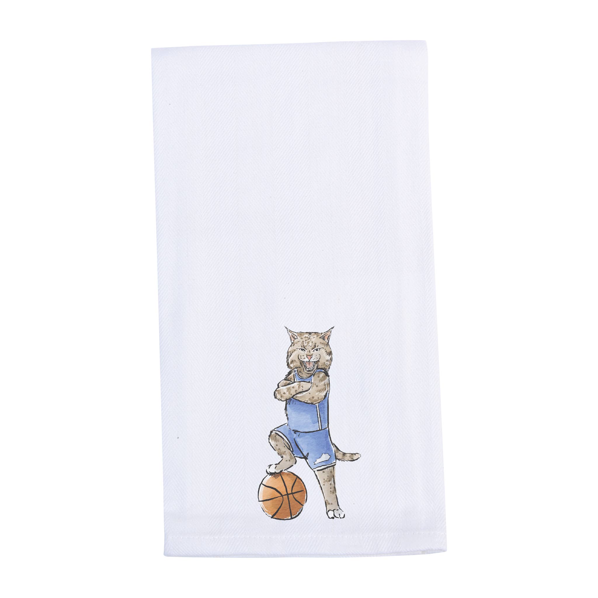 Barrel Down South - Kentucky Tea Towel - Wildcat with Foot on Basketball