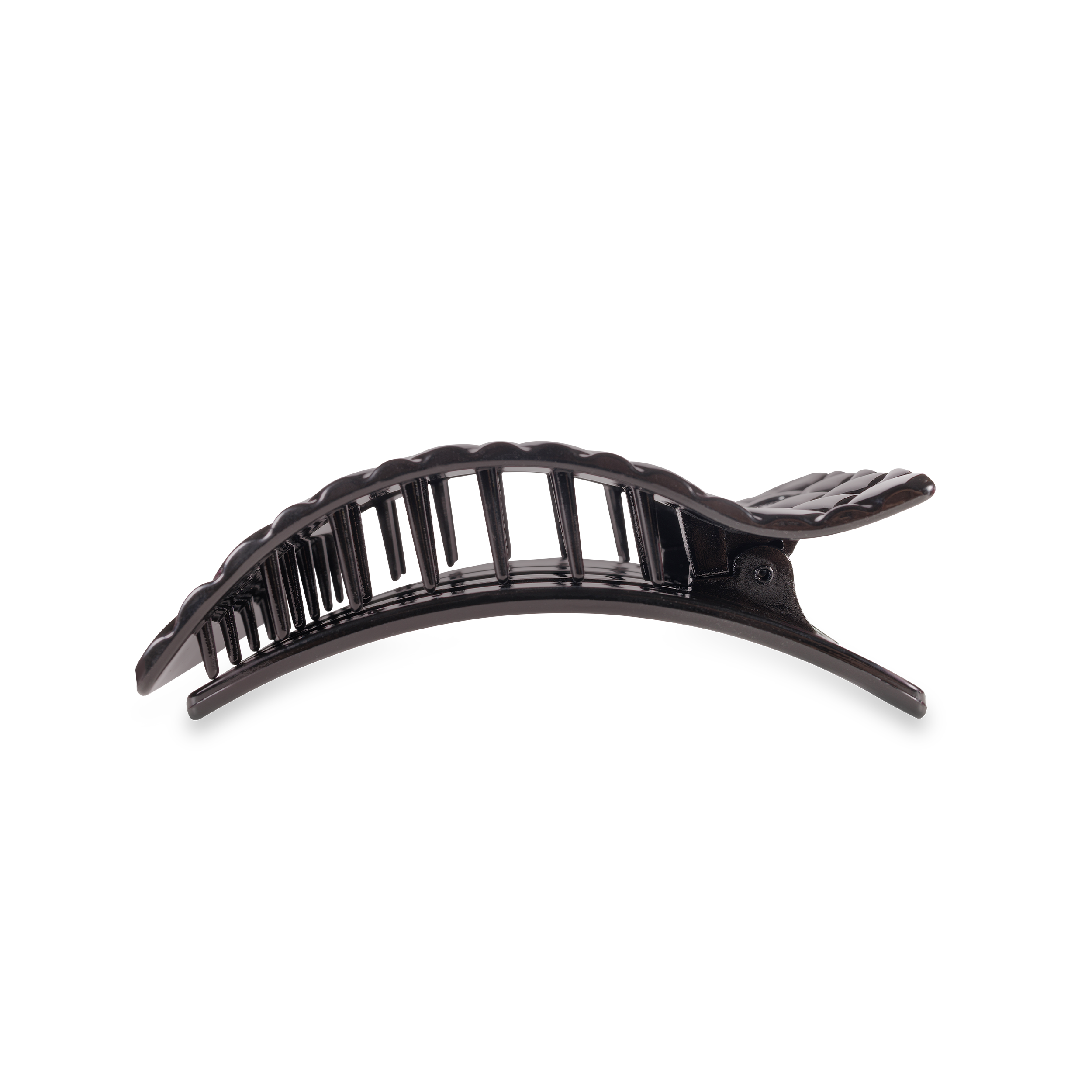 TELETIES - Flat Rectangle Hair Clip | Medium | Jet Black Quilted