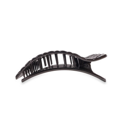 TELETIES - Flat Rectangle Hair Clip | Medium | Jet Black Quilted