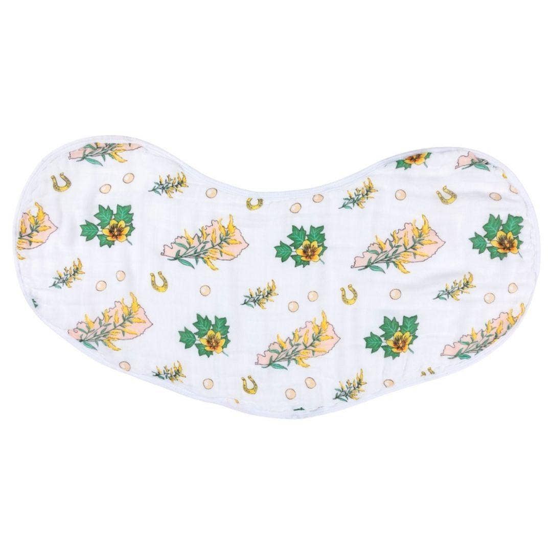 Little Hometown - Kentucky Floral Baby Burp Cloth and Bib 2 in 1  Absorbent and Gentle on Newborn Skin