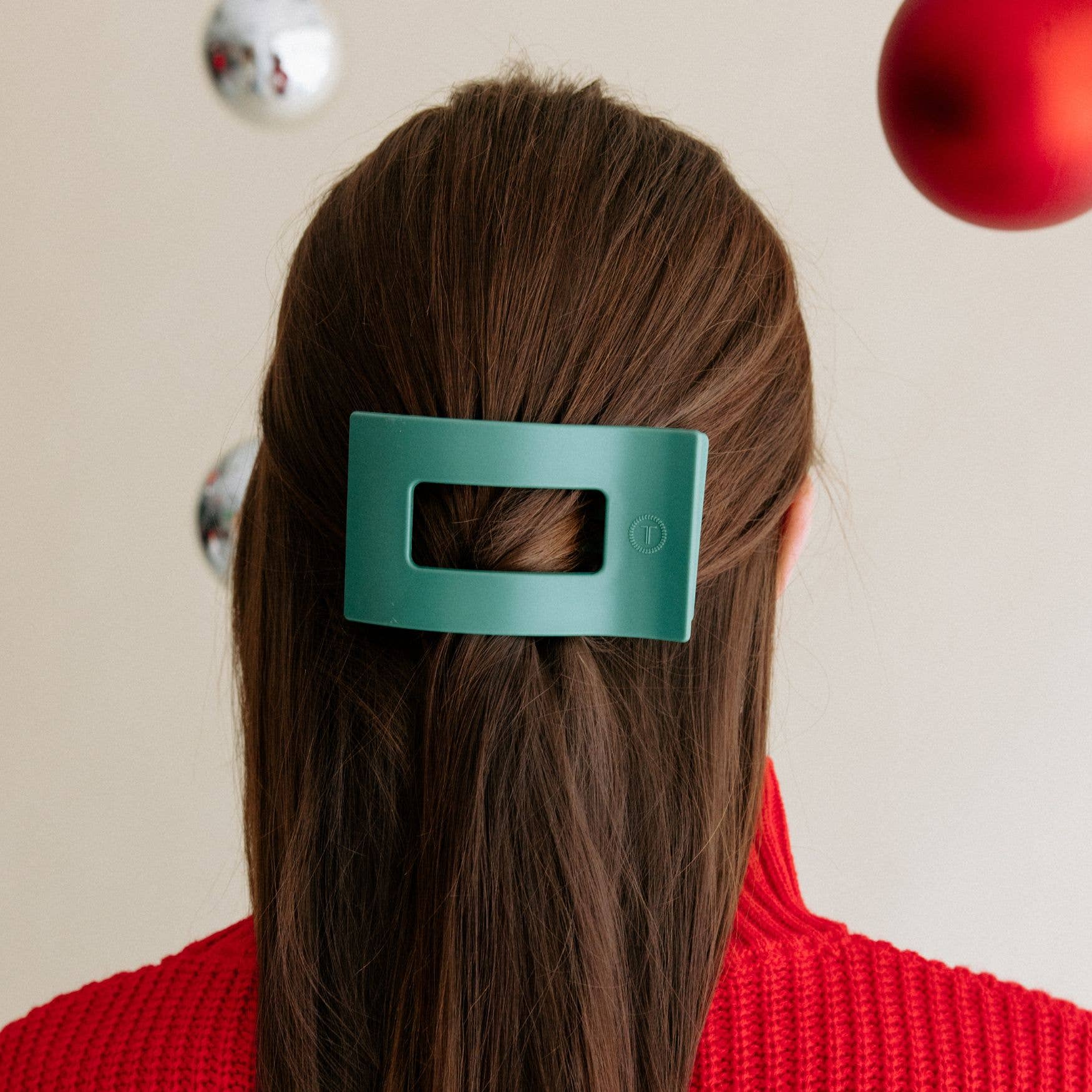 TELETIES - Flat Rectangle Hair Clip | Medium | Fir Real