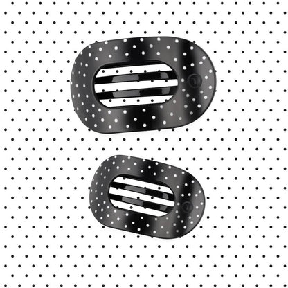 TELETIES - Black Polka Dot Party Medium Flat Round Hair Clip