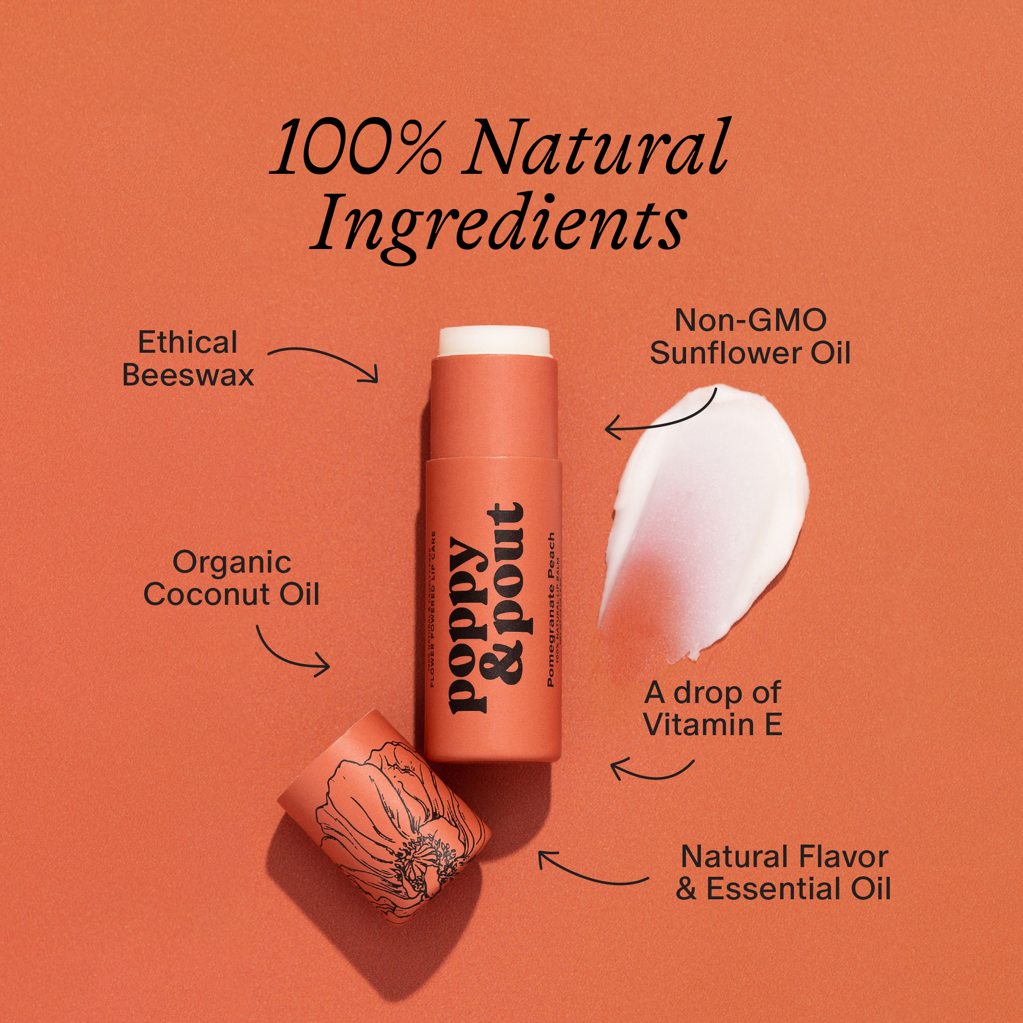 Poppy &amp; Pout - Lip Balm, Pomegranate Peach
