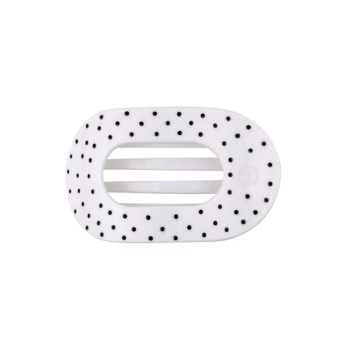 TELETIES - White Polka Dot Party Medium Flat Round Hair Clip