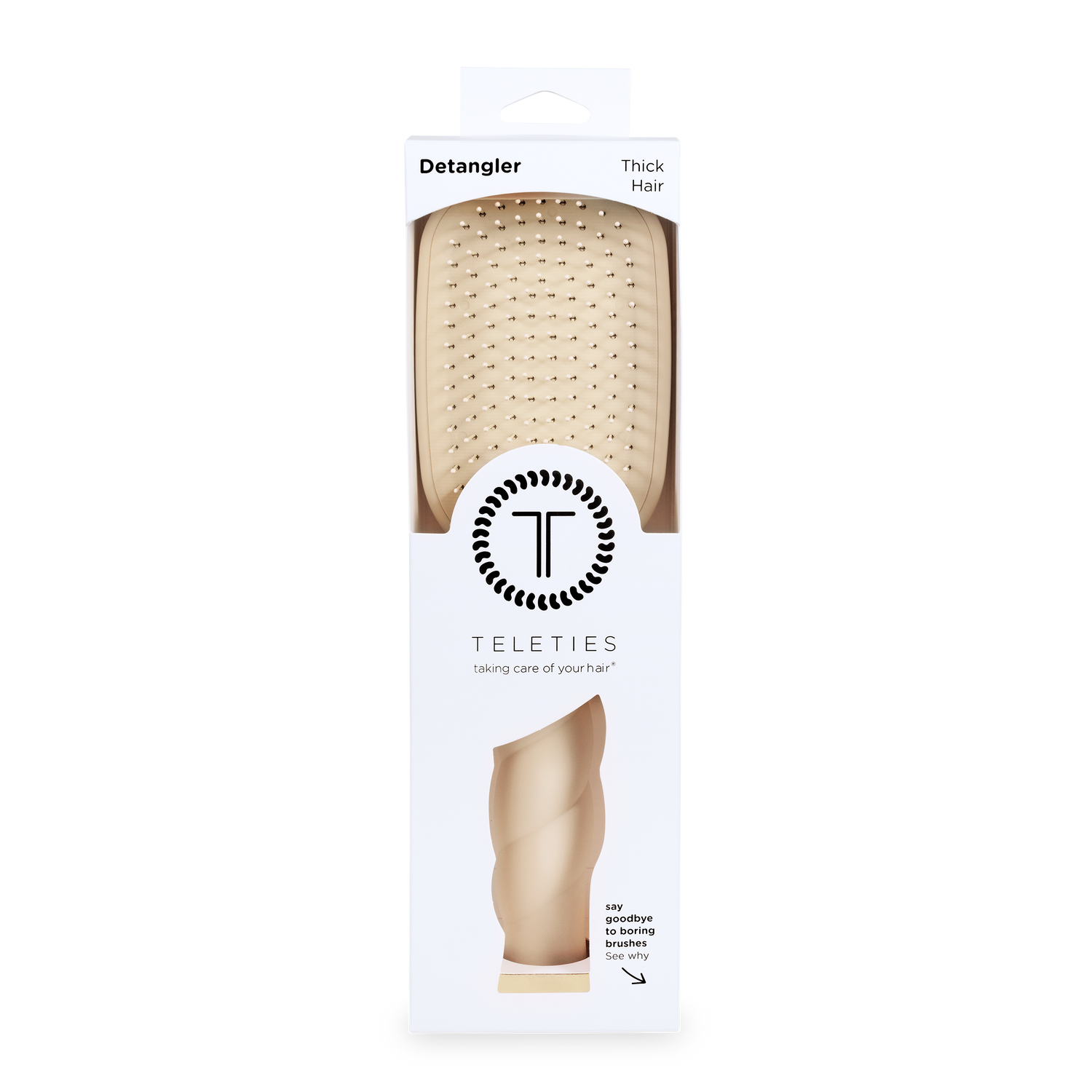TELETIES - Detangler Hair Brush for Thick Hair - Tan