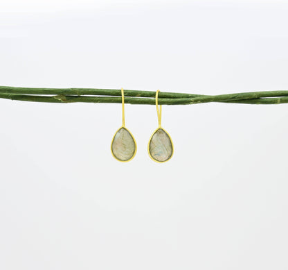 Teardrop Gemstone Earring Gold Silver 925 - Labradorite