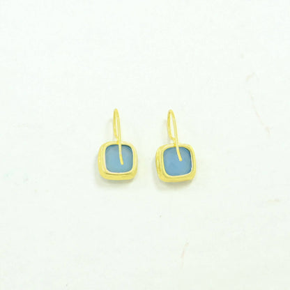 Dolce Earring Gold Plated - Blue Chalcedony
