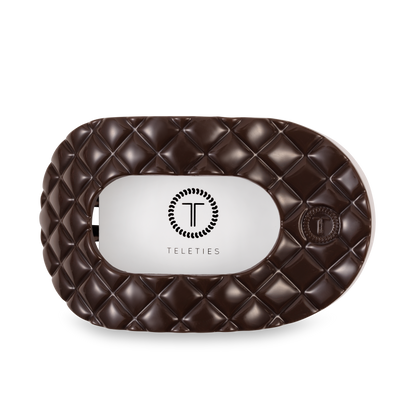 TELETIES - Flat Round Hair Clip | Large | Truly Taupe Quilted