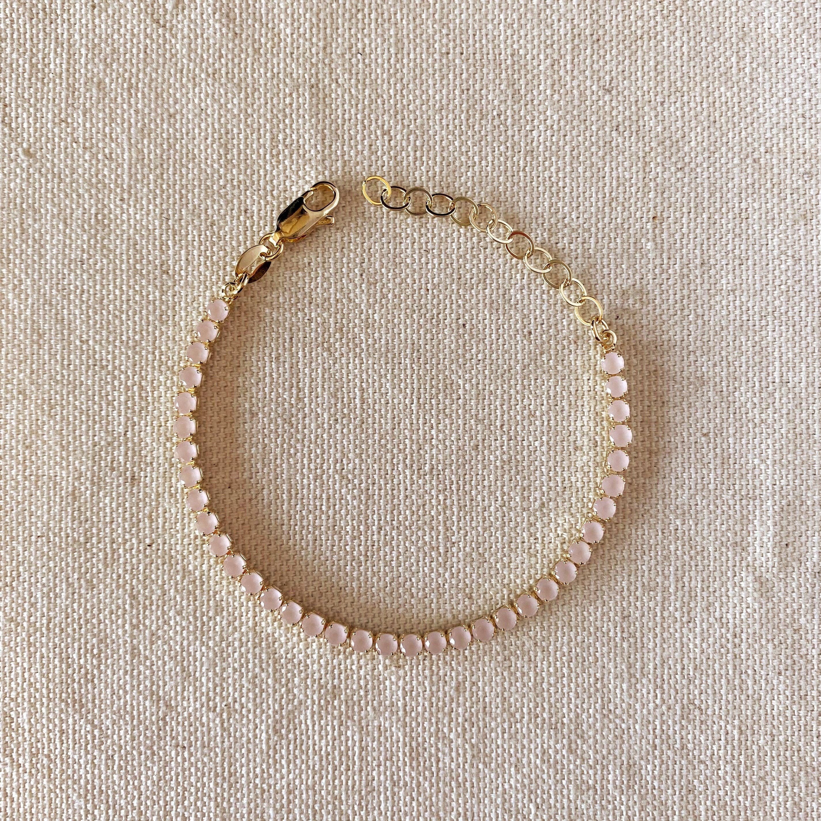 GoldFi - 18k Gold Filled 3mm Cubic Zirconia Nude Pink Bracelet