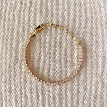GoldFi - 18k Gold Filled 3mm Cubic Zirconia Nude Pink Bracelet