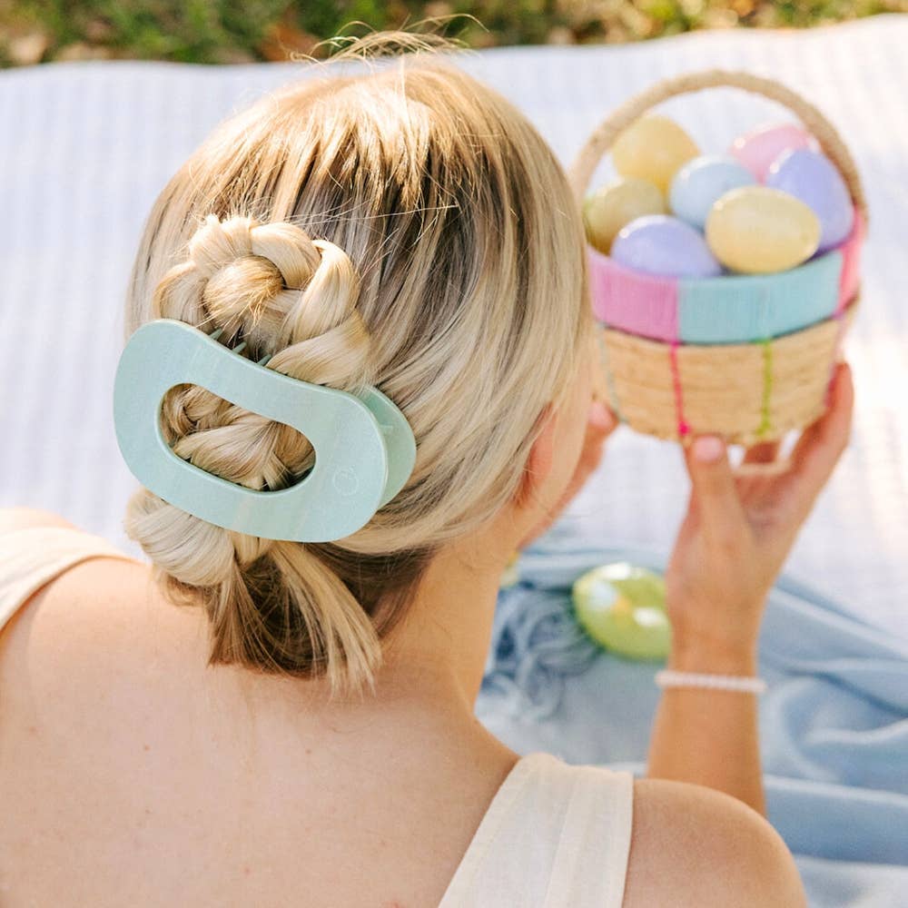 TELETIES - Flat Round Hair Clip | Large | Dew Drop