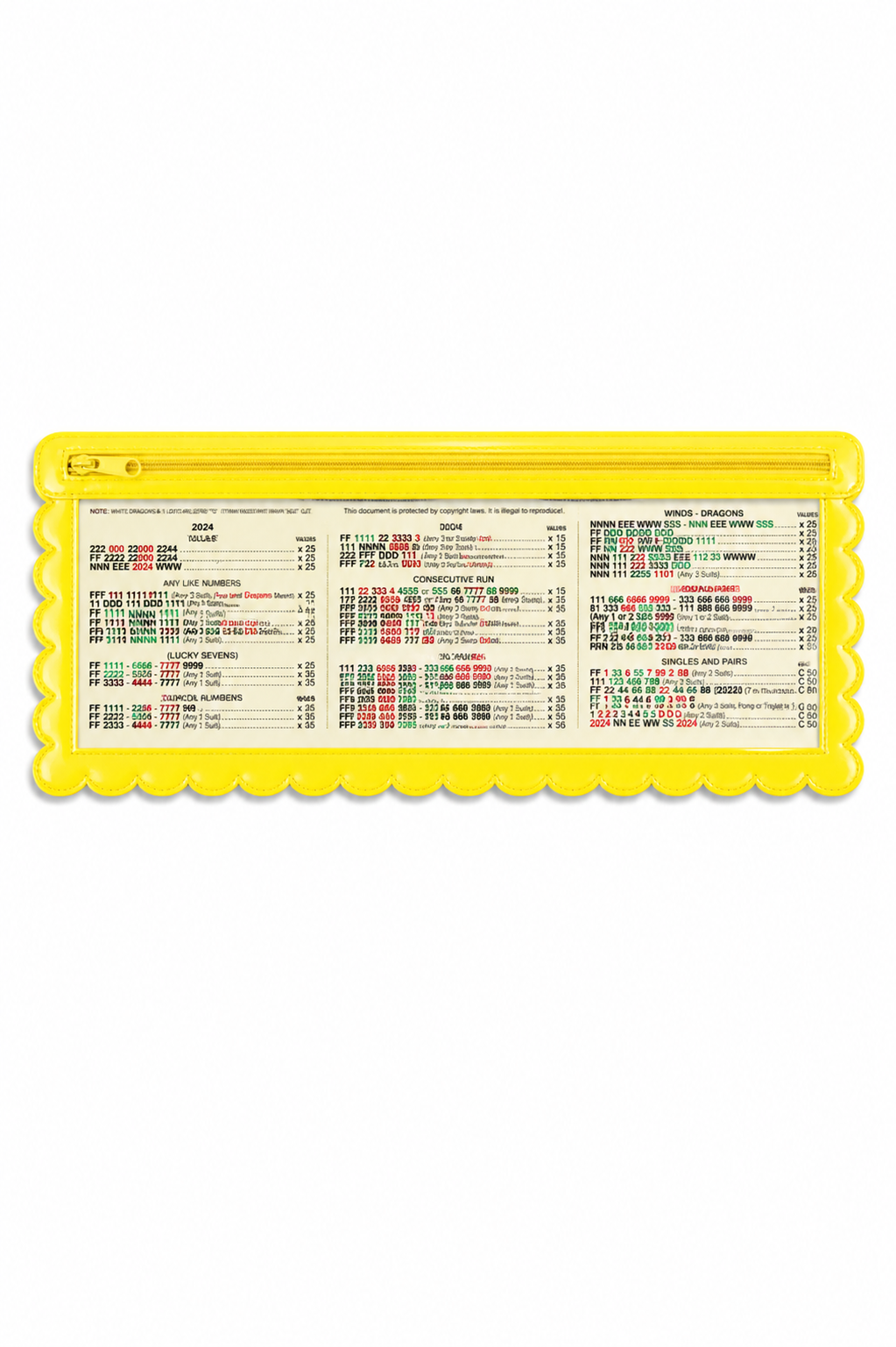 Girl Tribe Co - Splash-Proof Mahjong Card Holder for Pool Mahjong - Yellow Scallops STANDARD SIZE