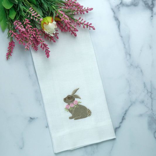 Arte Italica & Crown Linen Designs - Floral Bunny Towel - Easter