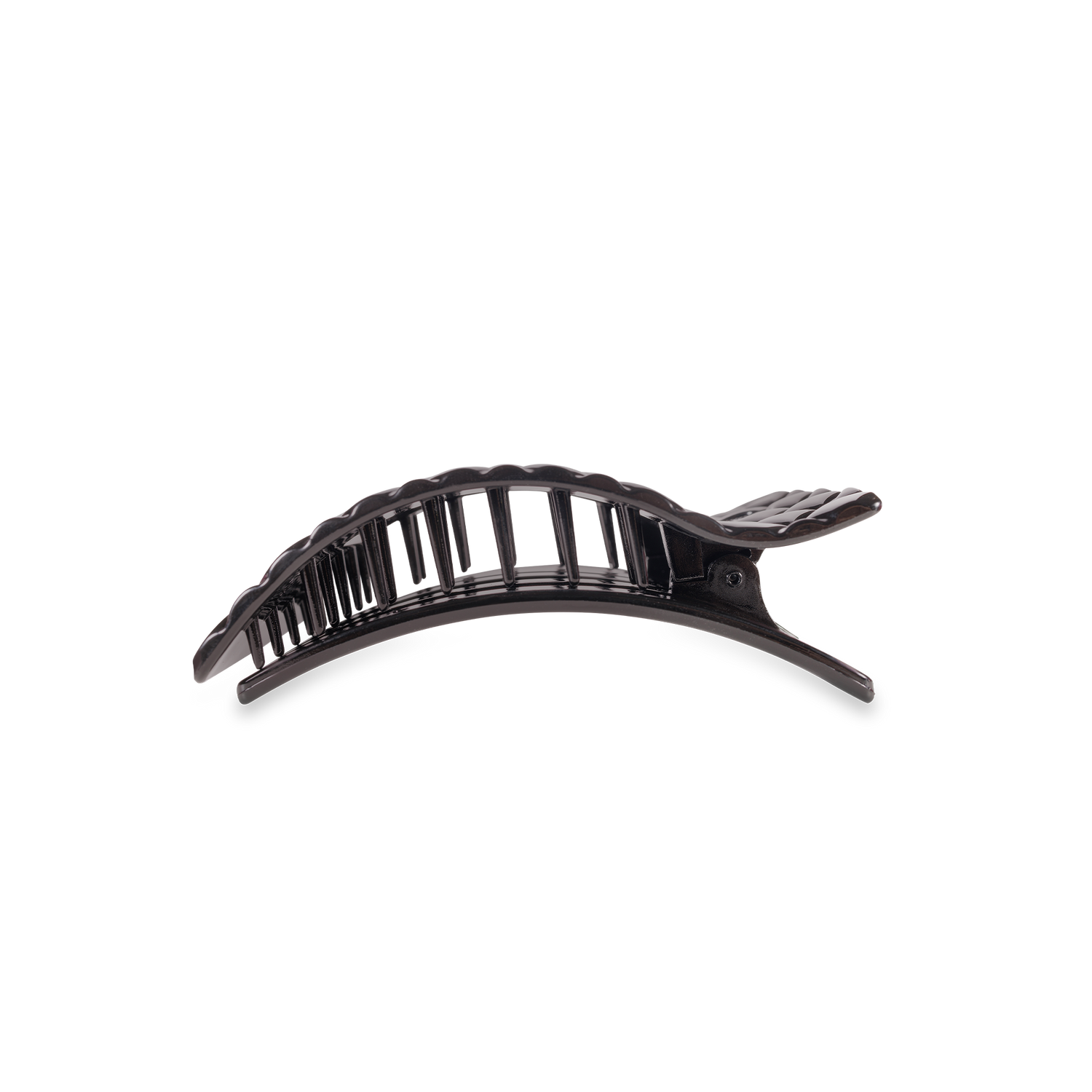 TELETIES - Flat Rectangle Hair Clip | Small | Jet Black Quilted