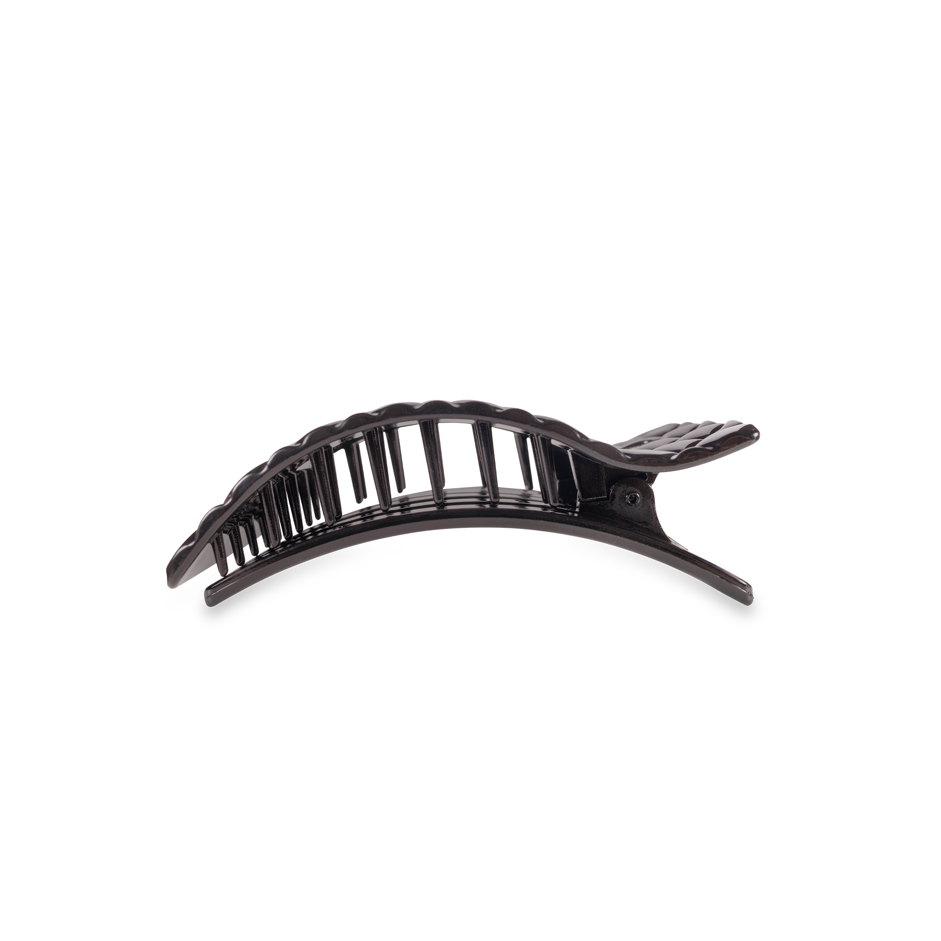TELETIES - Flat Rectangle Hair Clip | Small | Jet Black Quilted
