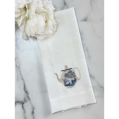 Arte Italica &amp; Crown Linen Designs - Vintage Toile Teapot Towel - New