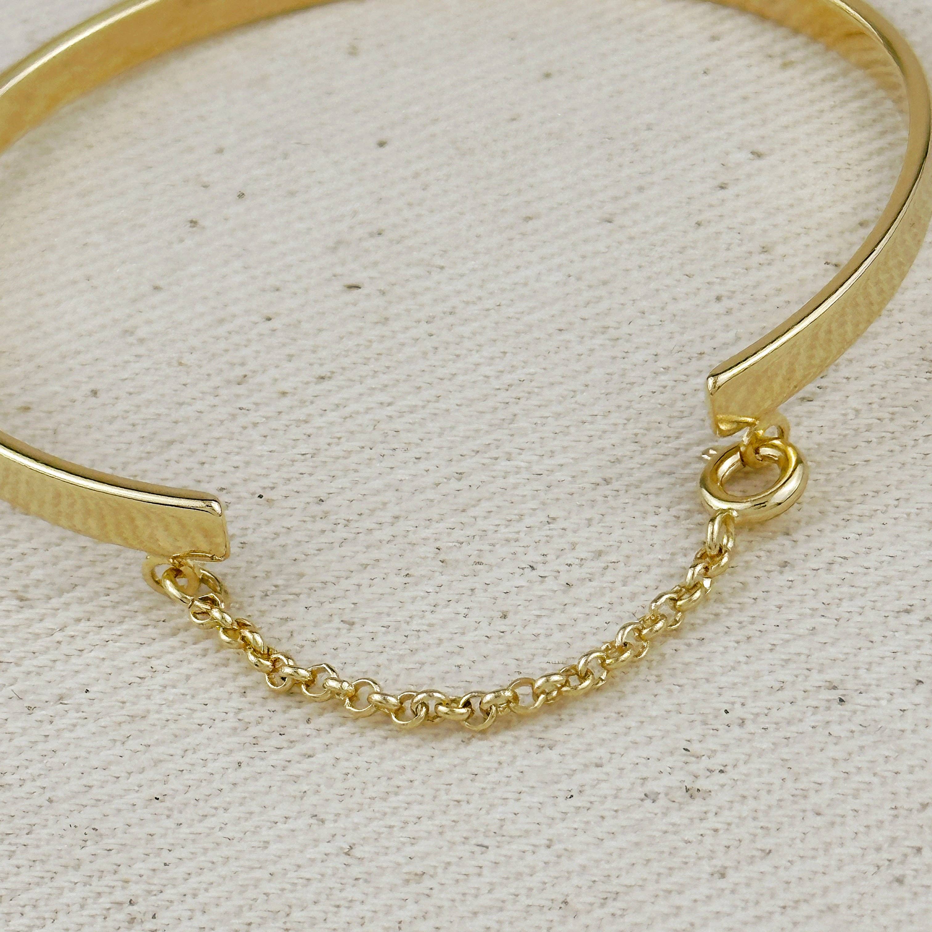 GoldFi - 18k Gold Filled Polished Bangle With Chain