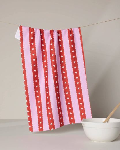 Geometry - Ribbon Hearts Tea Towel