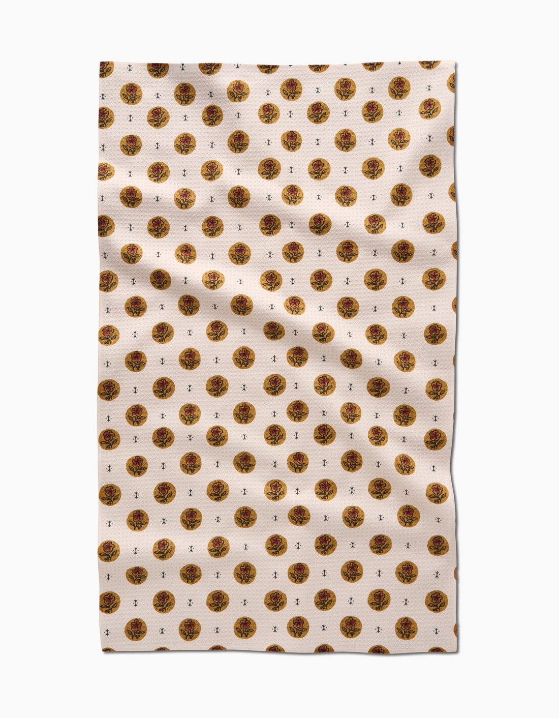 Artisanal Floral Cream Tea Towel