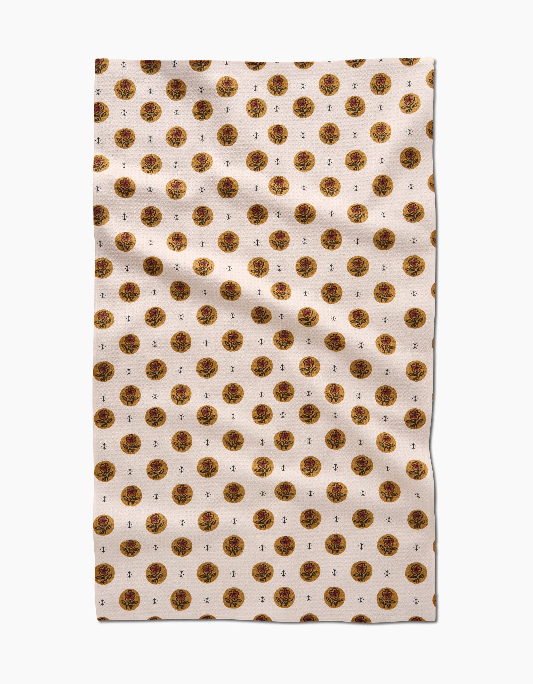 Artisanal Floral Cream Tea Towel