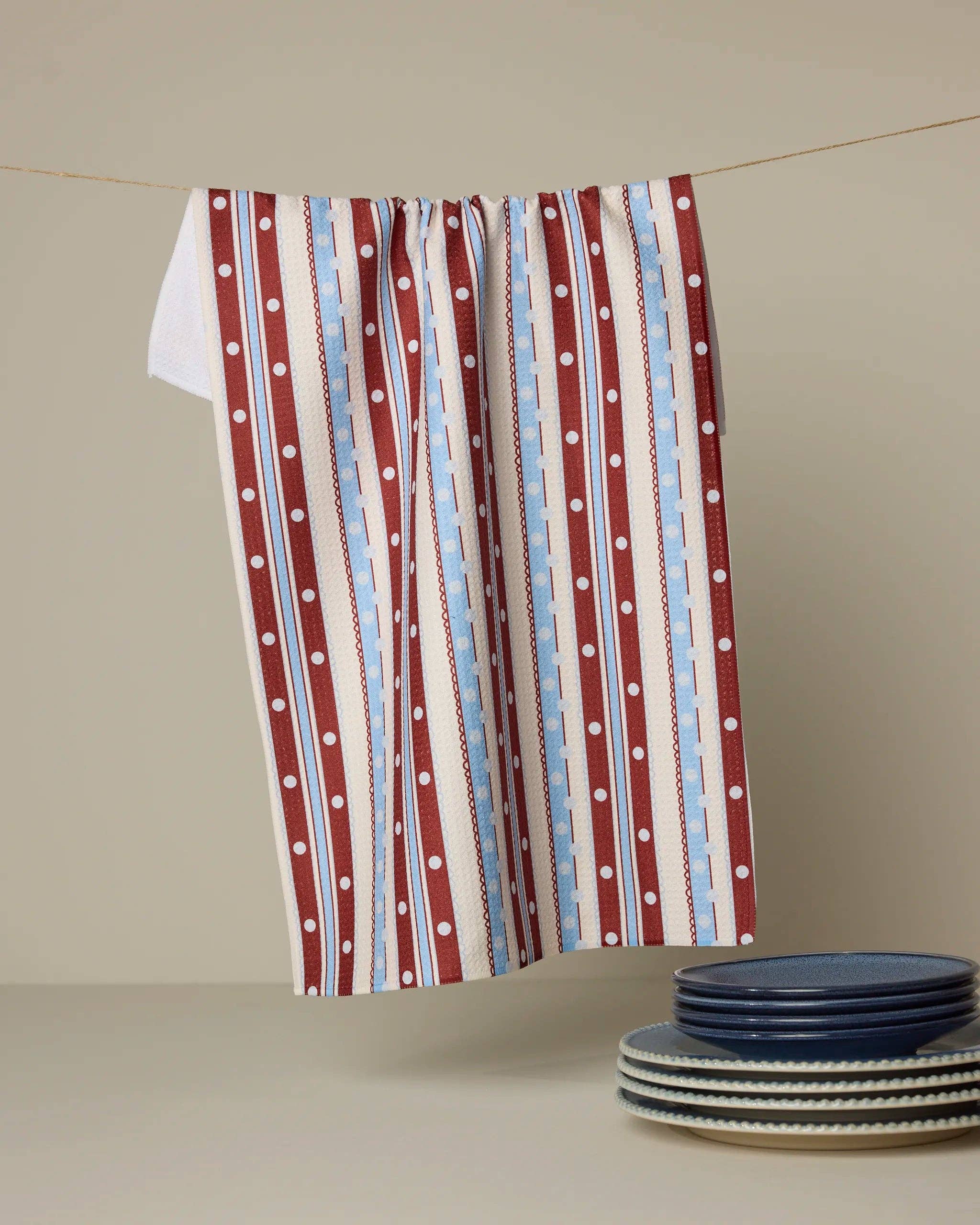 Geometry - Blue Skies Stripes Tea Towel