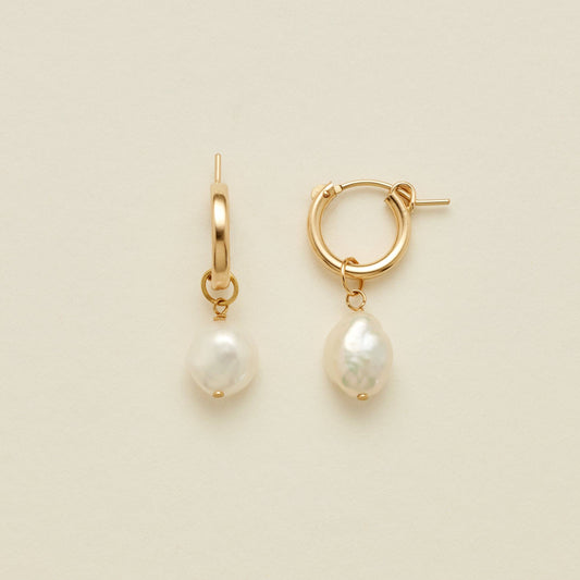 Single Pearl Hoop Earrings