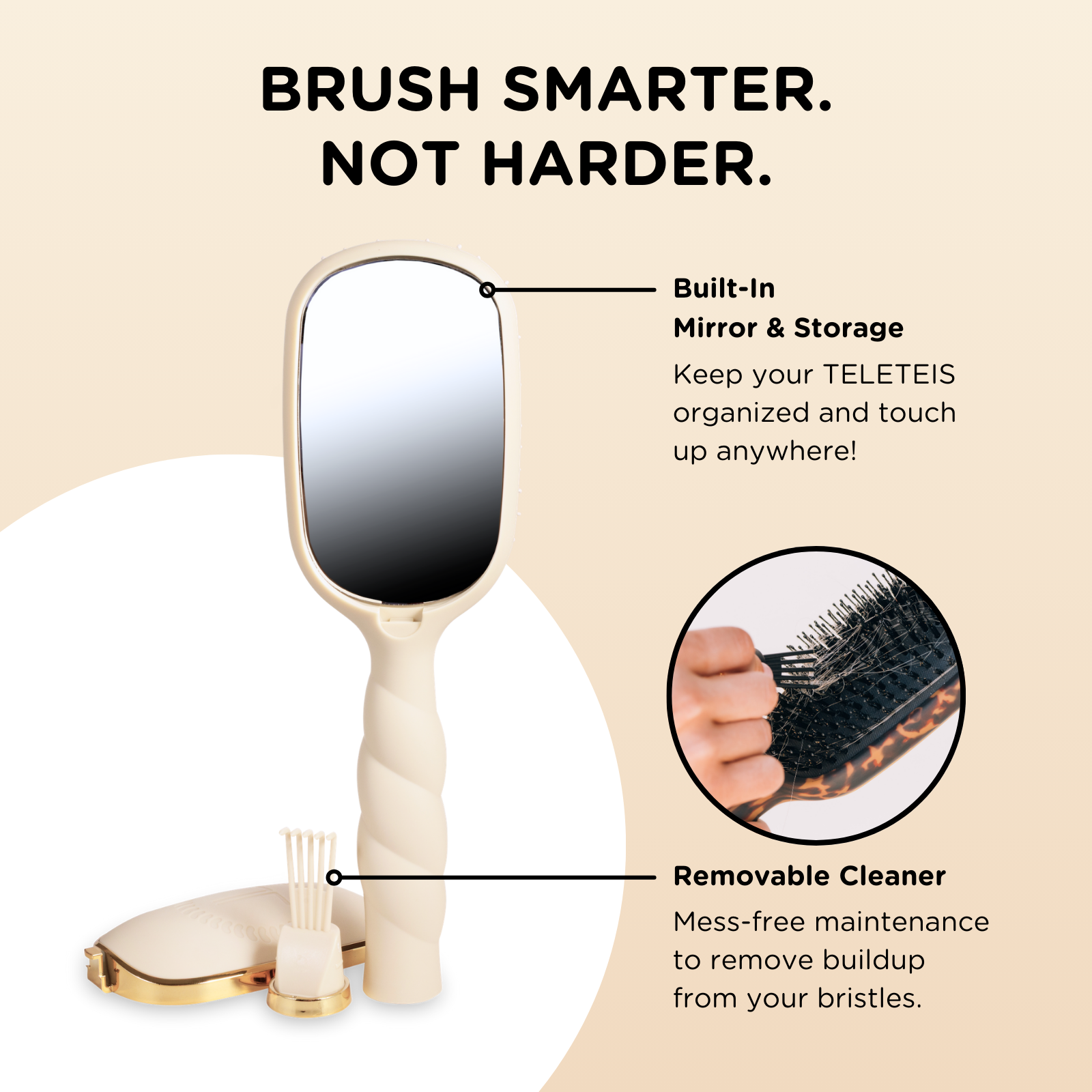 TELETIES - Boar Bristle Hair Brush | Tan