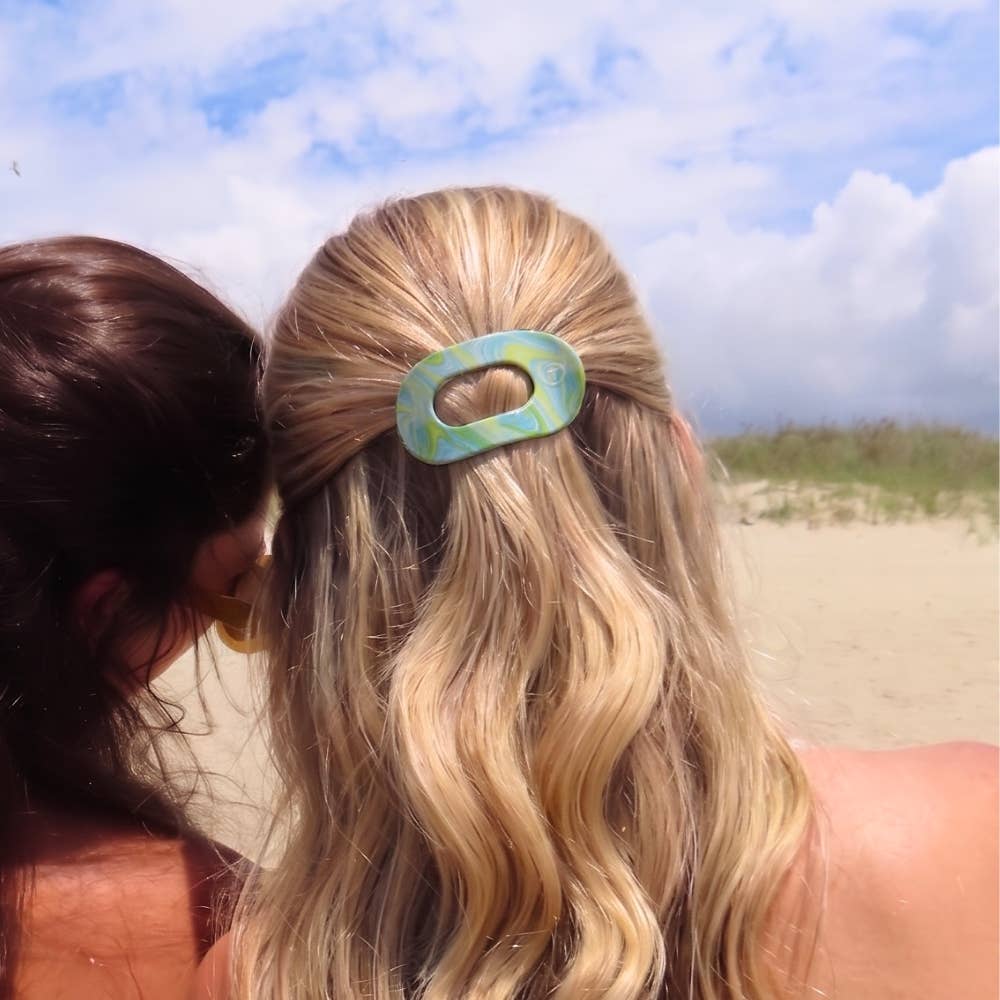 TELETIES - By the Sea Shore | Small | Flat Round Hair Clip