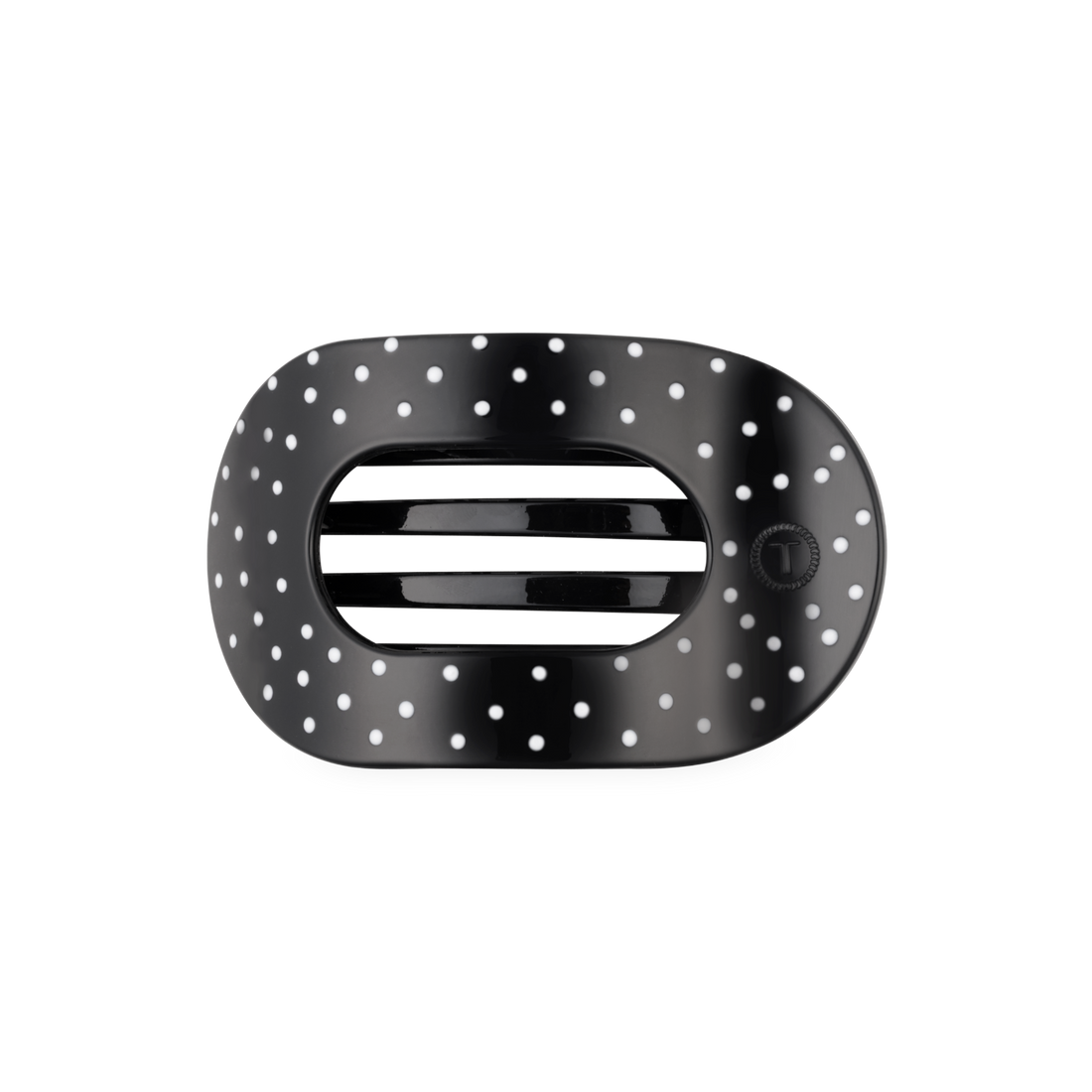 TELETIES - Black Polka Dot Party Medium Flat Round Hair Clip
