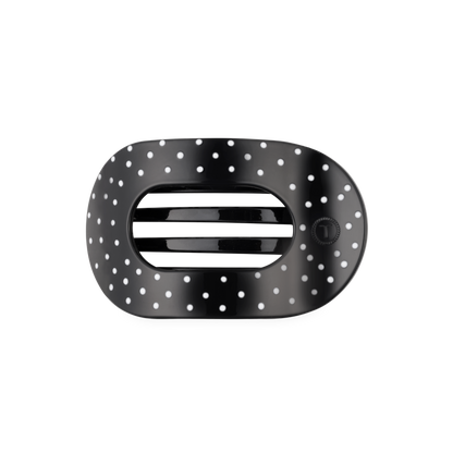 TELETIES - Black Polka Dot Party Medium Flat Round Hair Clip