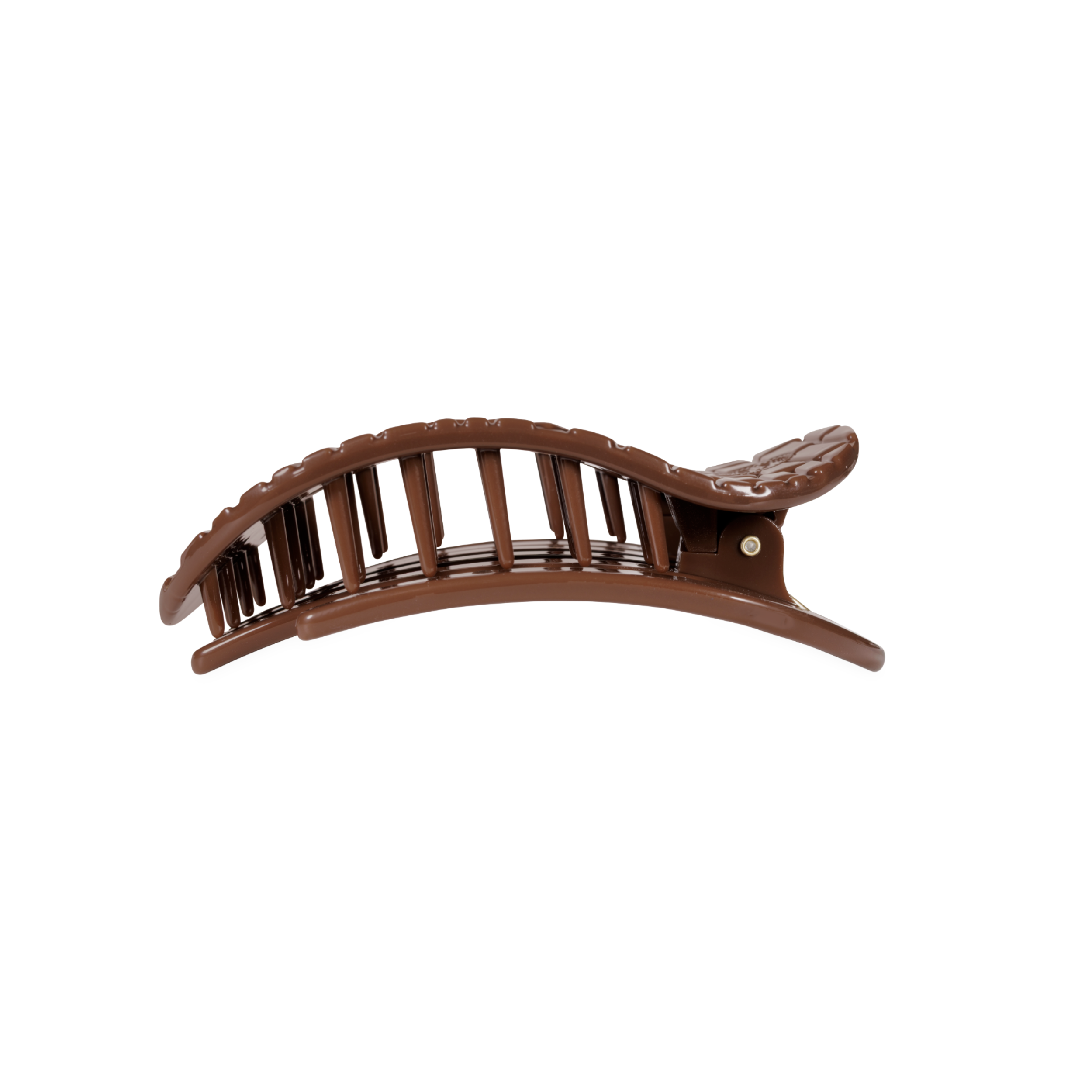TELETIES - Brown Crocodile Medium Flat Round Hair Clip