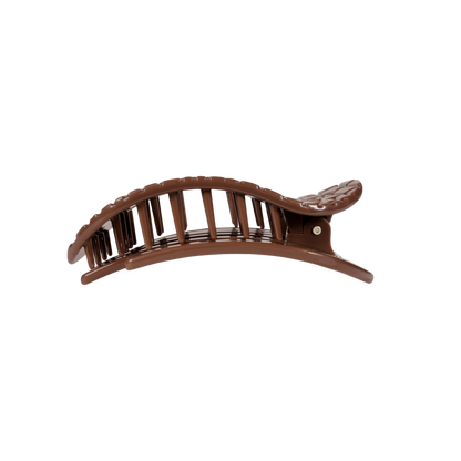 TELETIES - Brown Crocodile Medium Flat Round Hair Clip