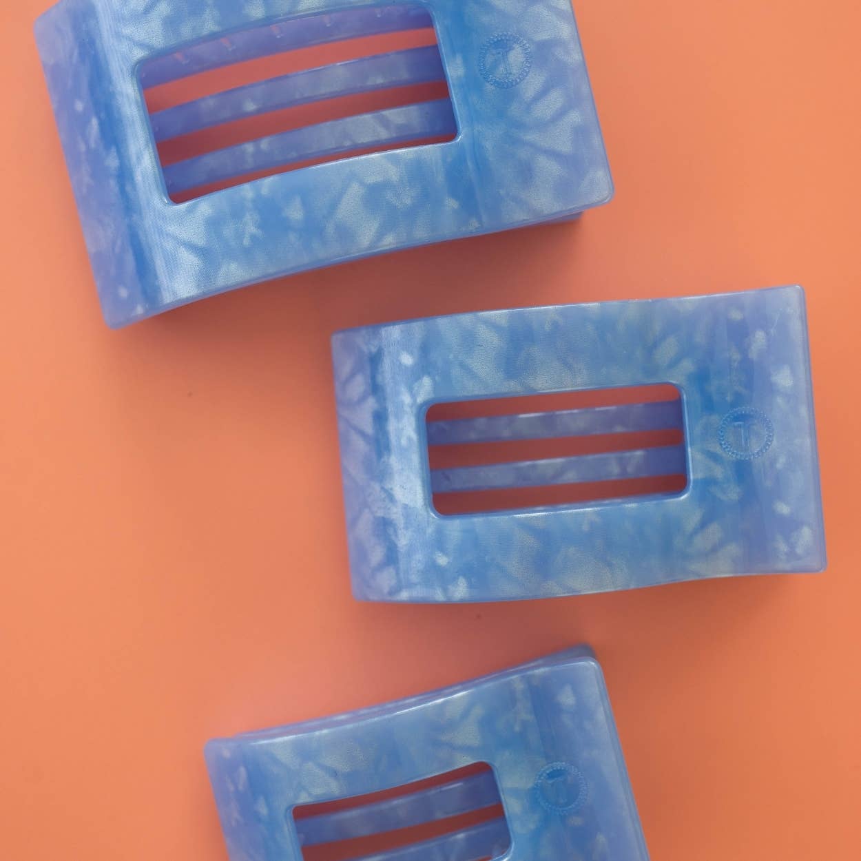 TELETIES - Flat Rectangle Hair Clip | Small | Blue Lagoon