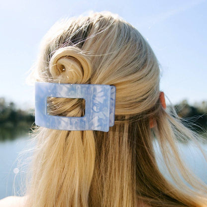 TELETIES - Flat Rectangle Hair Clip | Medium | Blue Lagoon