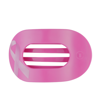 TELETIES - Breast Cancer Awareness | Large | Flat Round Hair Clip