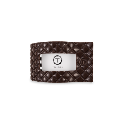 TELETIES - Flat Rectangle Hair Clip | Small | Truly Taupe Quilted