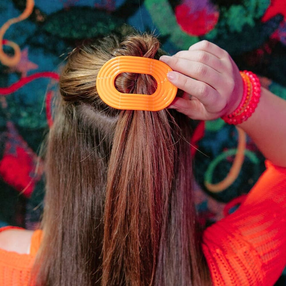 TELETIES - Flat Round Hair Clip | Medium | Day Rave