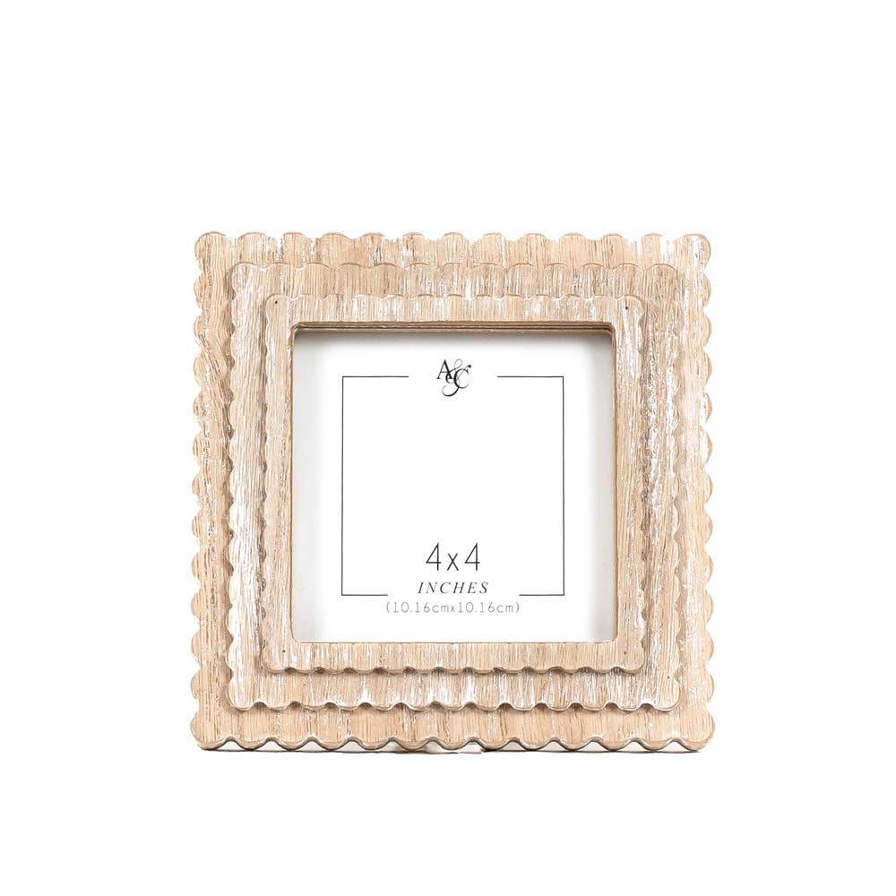 Adams &amp; Co. Wood Photo Frame Scallop 4x4