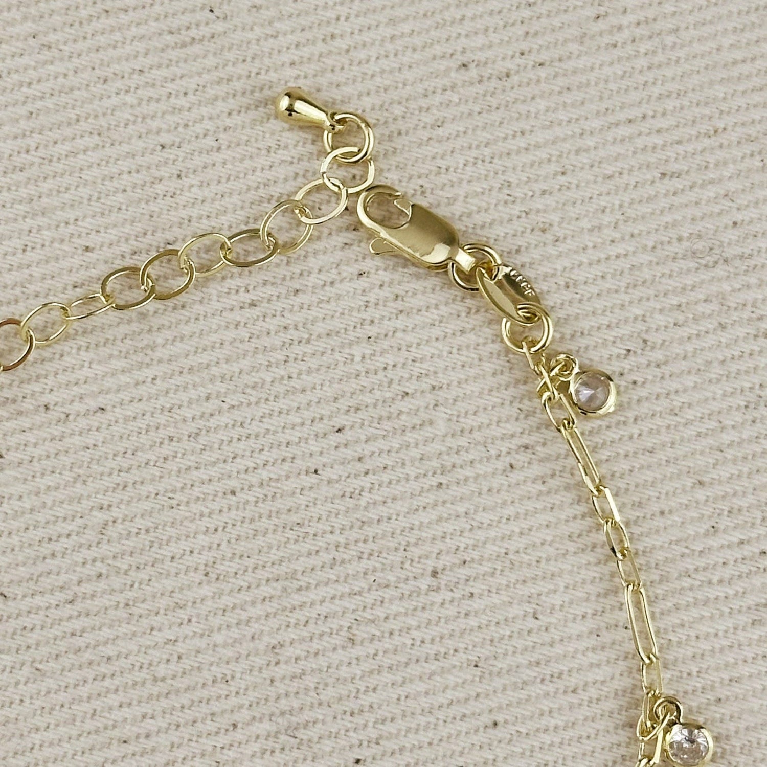 GoldFi - 18k Gold Filled Paperclip Chain With Bezel CZ Drops Bracelet