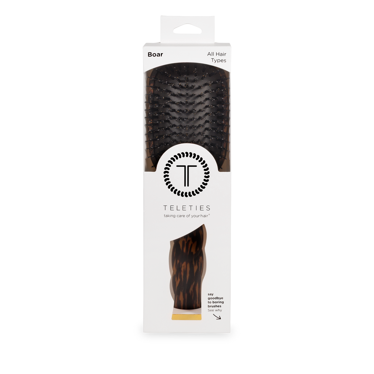 TELETIES - Boar Bristle Hair Brush | Tortoise