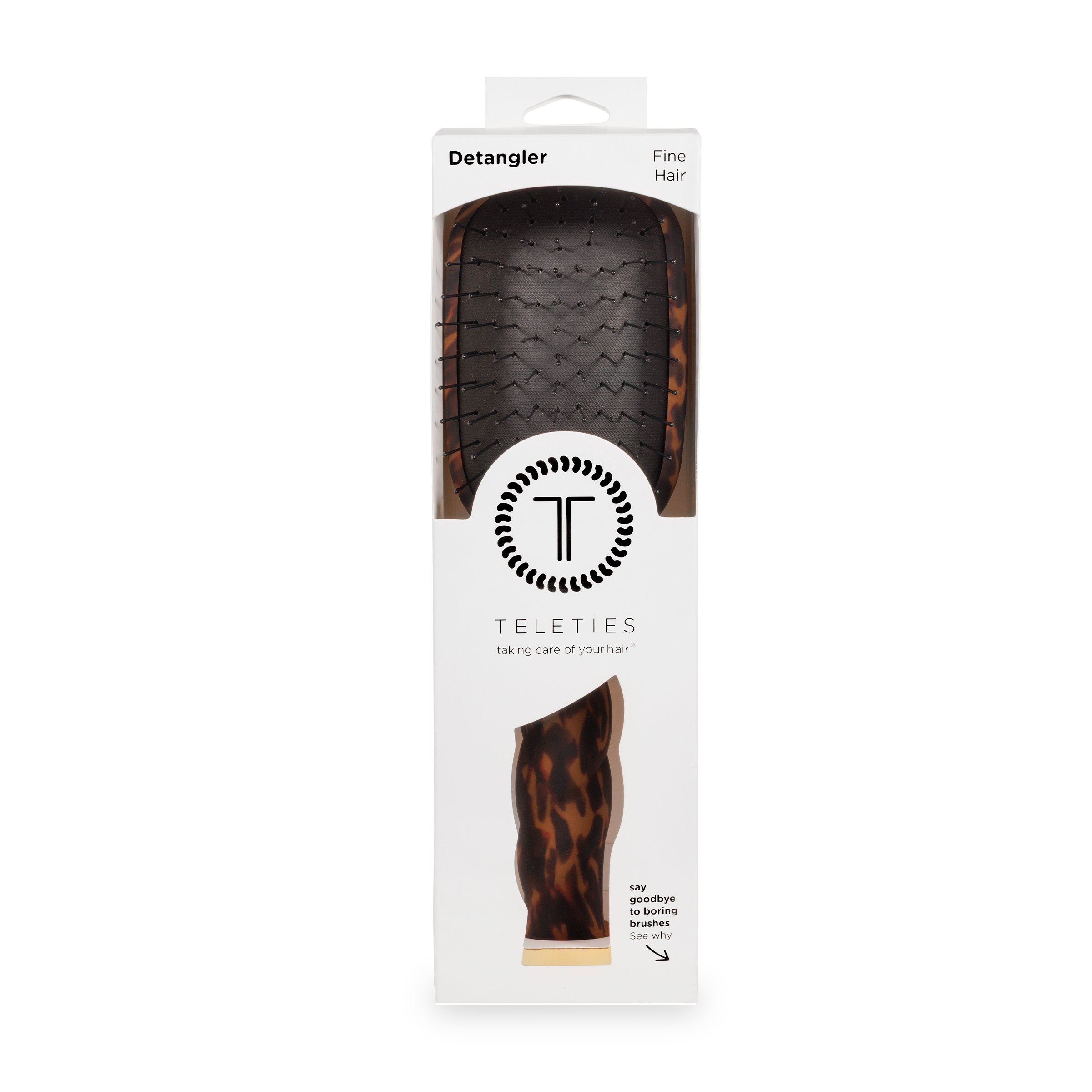 TELETIES - Detangler Hair Brush for Fine Hair - Tortoise