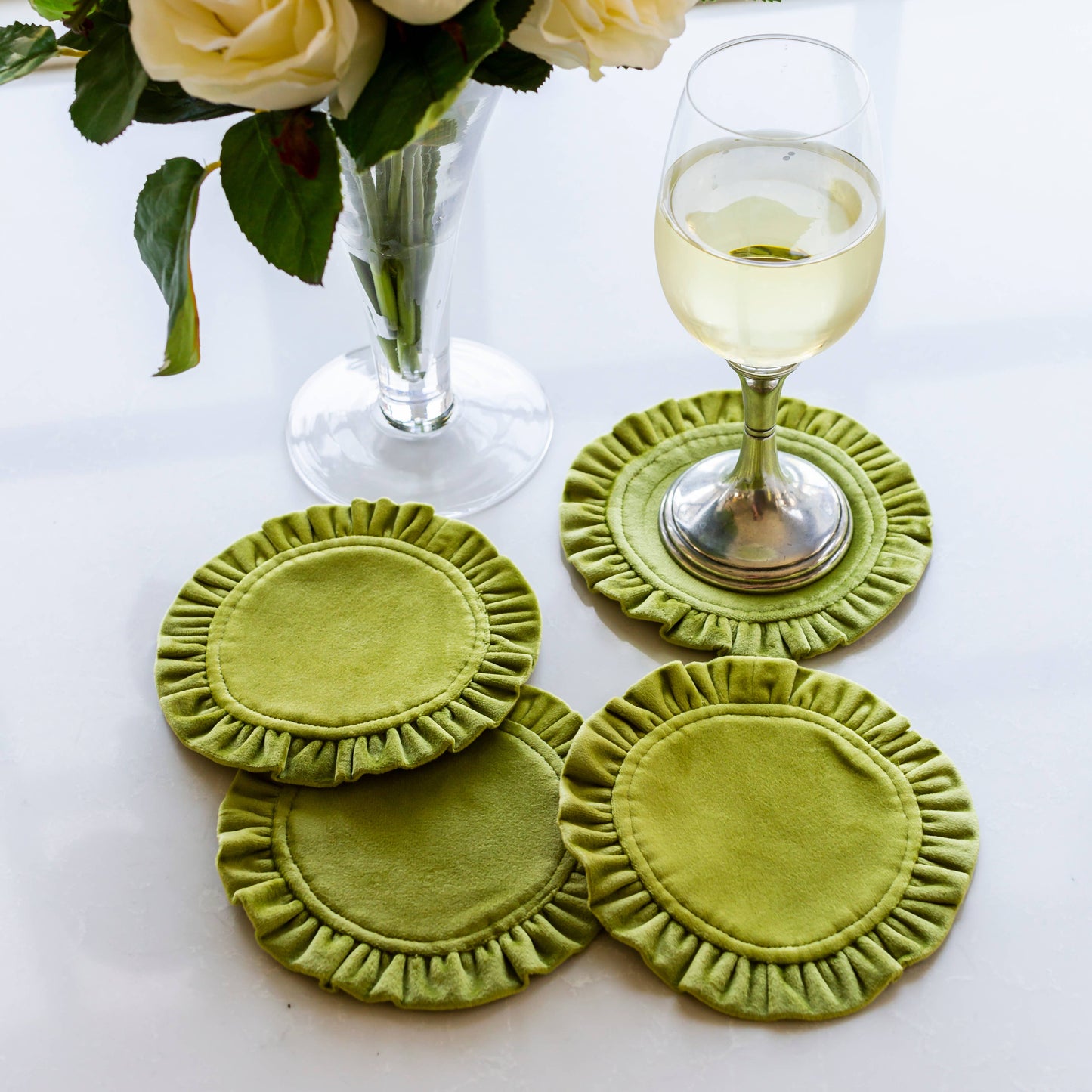 Round Ruffle Velvet Coasters