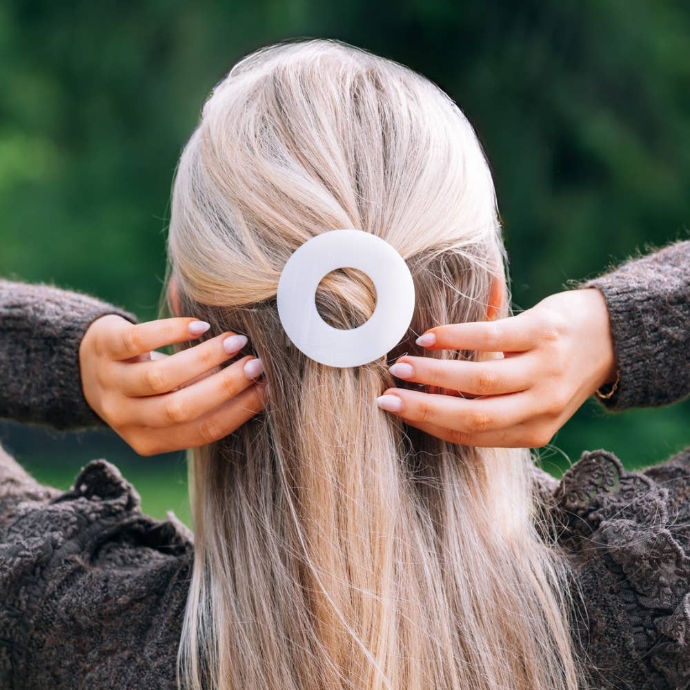 TELETIES - Coconut White | Small | Flat Circle Hair Clip