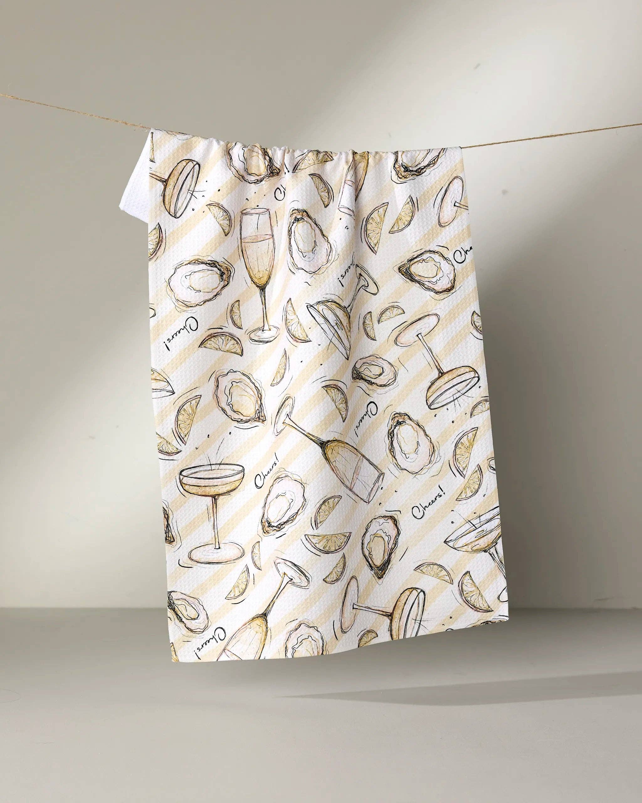 Geometry - Oysters and Champagne Tea Towel