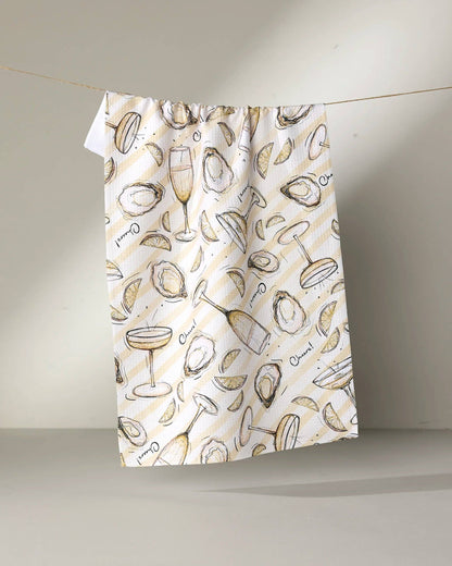 Geometry - Oysters and Champagne Tea Towel