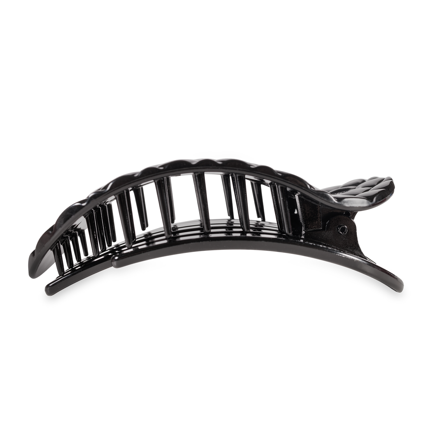 TELETIES - Flat Round Hair Clip | Large | Jet Black Quilted