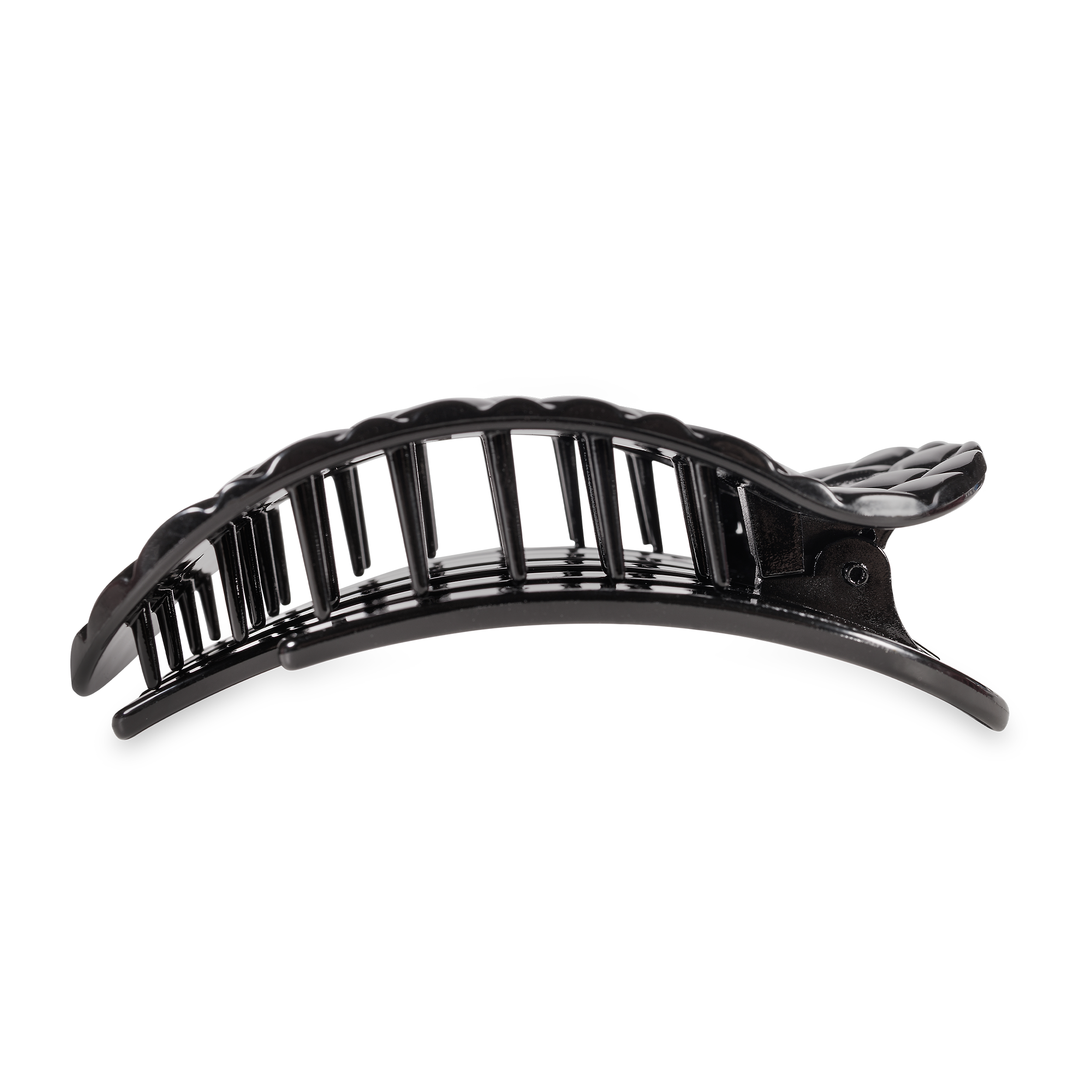 TELETIES - Flat Round Hair Clip | Large | Jet Black Quilted