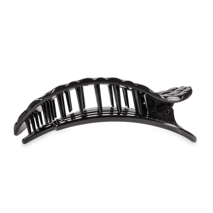 TELETIES - Flat Round Hair Clip | Large | Jet Black Quilted